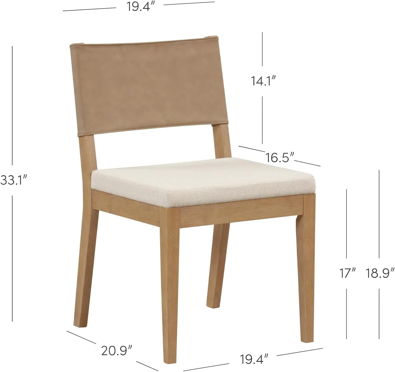 Nathan James Linus Modern Upholstered Chair, 1, Brushed Light Brown