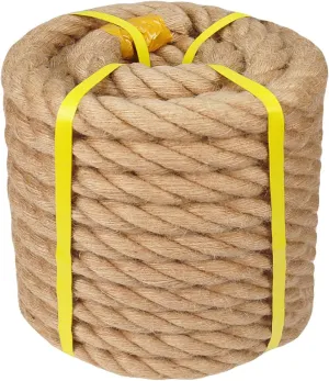 Natural Hemp Rope - 1.5 Inch × 150 Feet - Heavy Duty Jute Twisted Manila Thick Rope for Crafts, Hammock, Nautical, Decorating