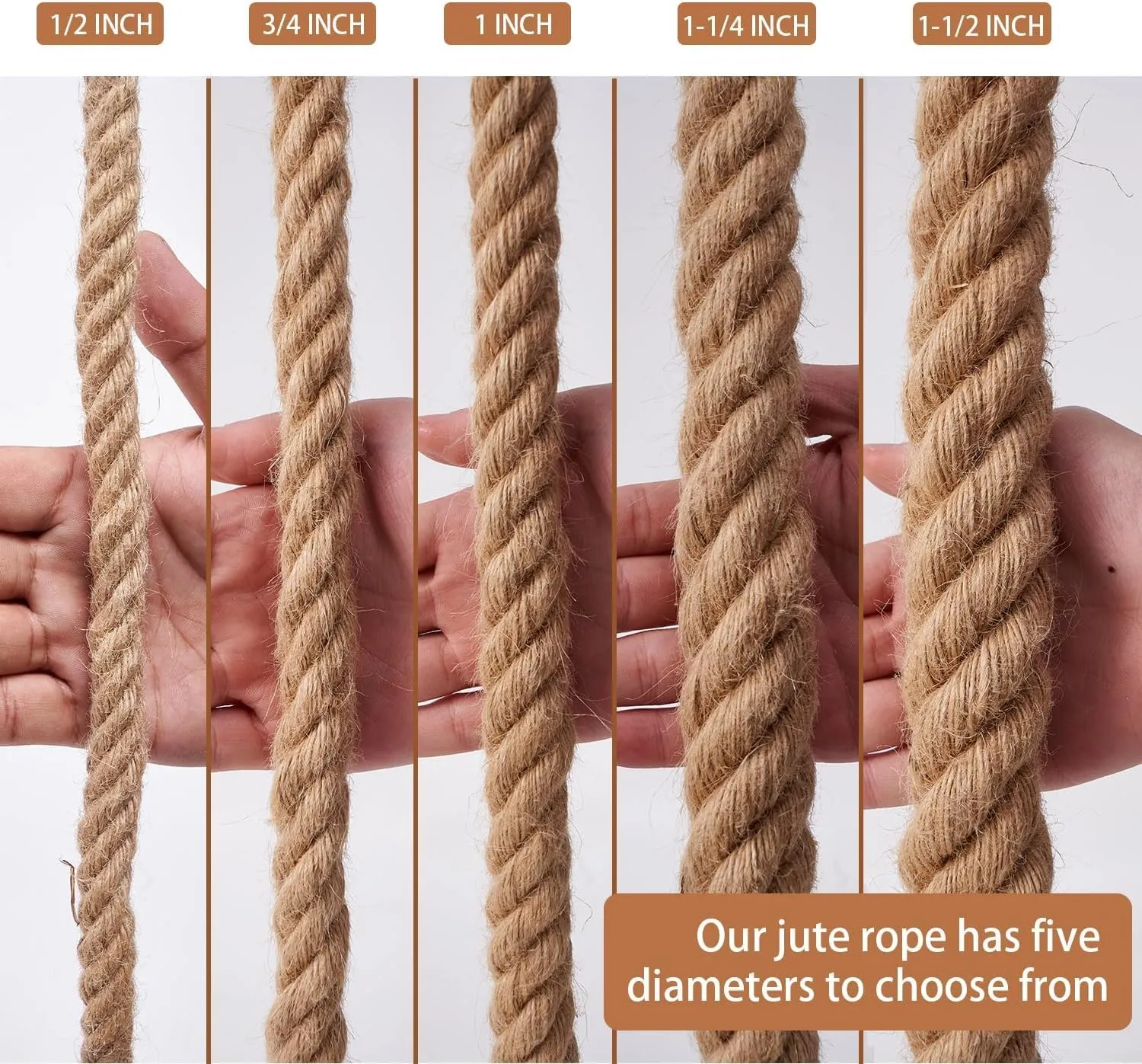 Natural Hemp Rope 3/4 inch 50Ft Thick Twisted Manila Rope Heavy Duty Jute for Crafts, Porch Swing, Tug of War, Nautical, Home Decorating, Railing, Docks, Landscaping
