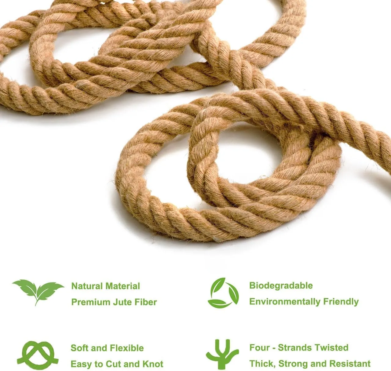 Natural Hemp Rope - 3/4 Inch x 200 Feet - Twisted Manila Rope for Crafts, Hammock, Docks, Nautical, Railings, Decorating