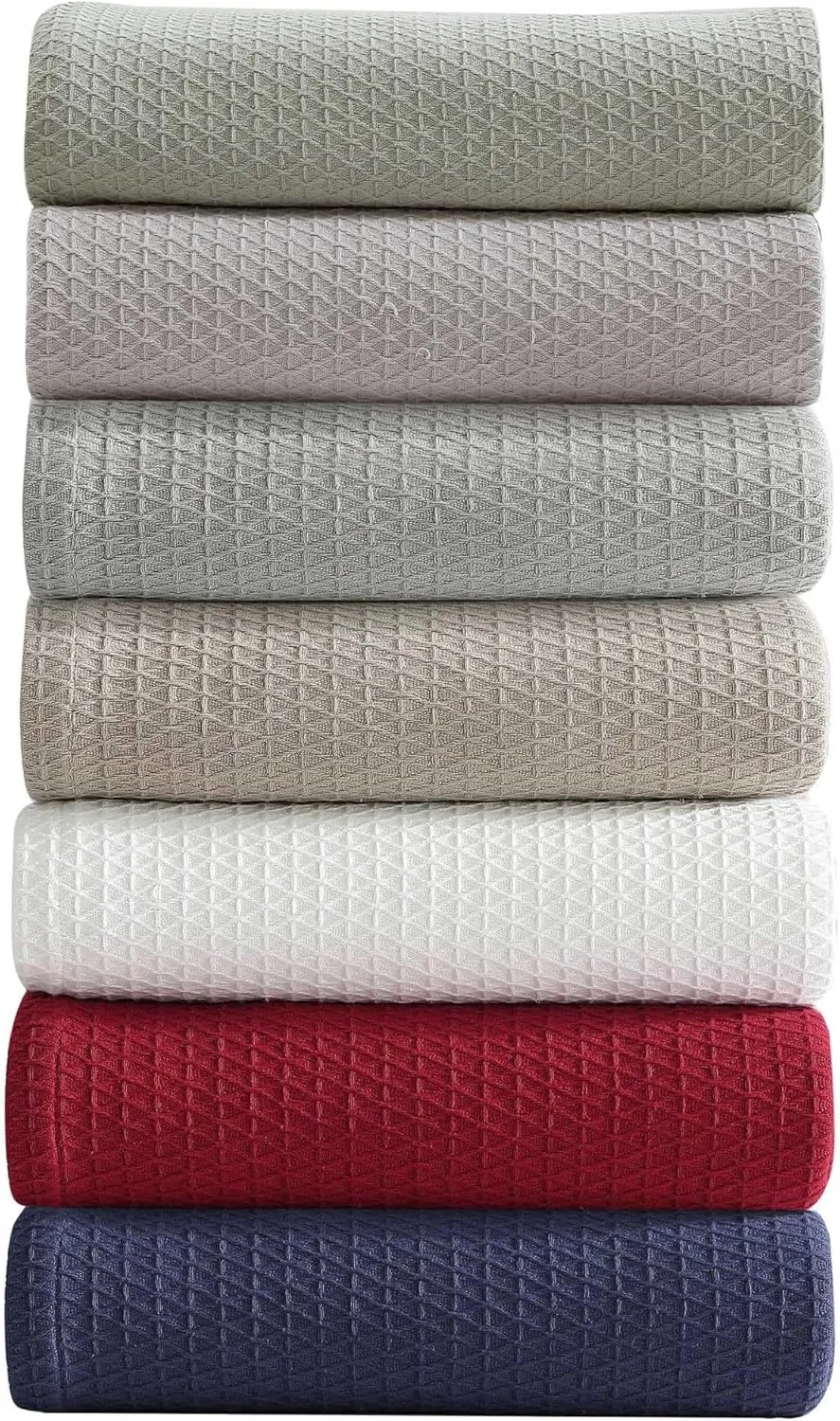 Nautica - Twin Blanket, Cotton Diamond Weave Bedding, Medium-Weight for All Seasons, Ideal Dorm Essentials, Oeko-Tex Certified (Baird Sage Green)