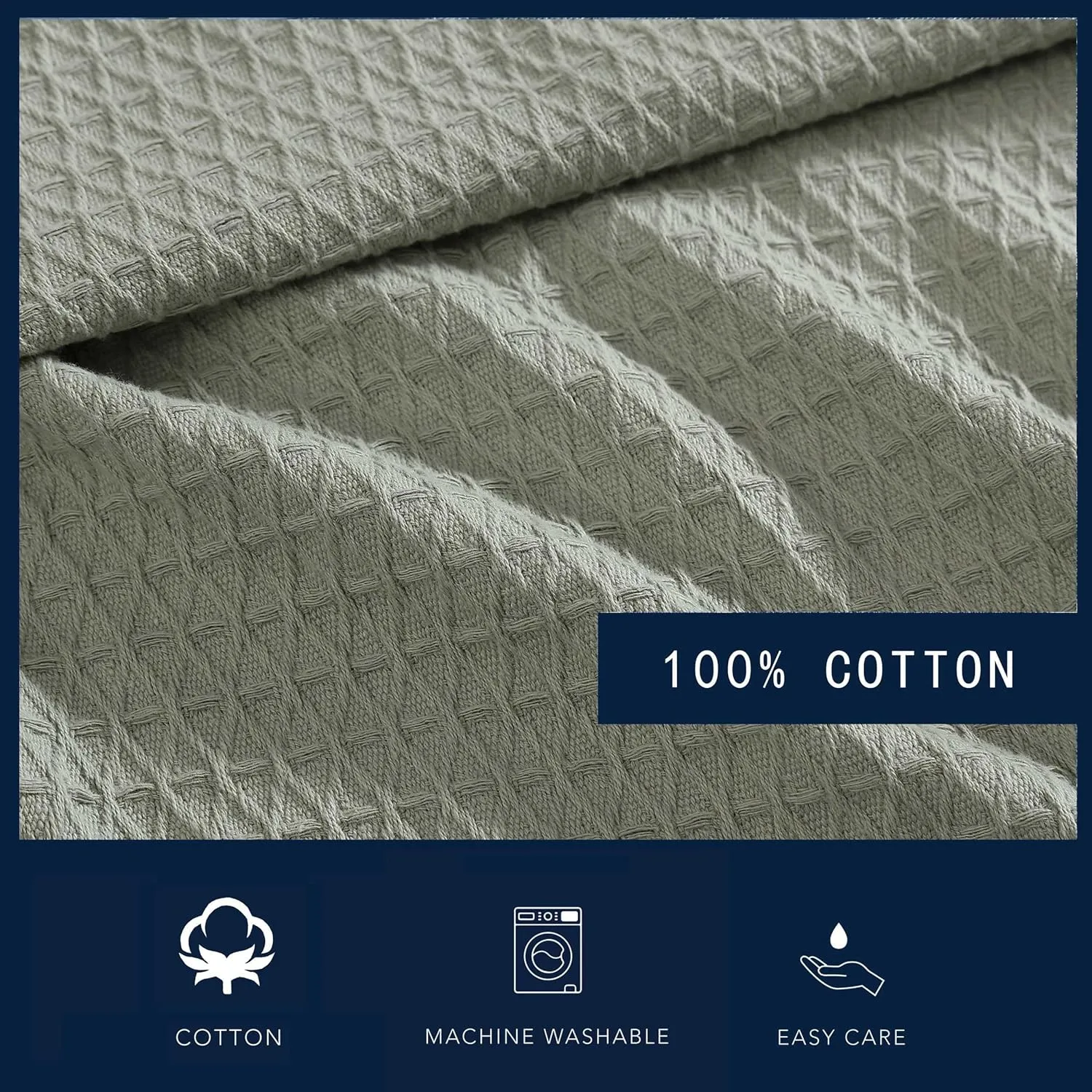 Nautica - Twin Blanket, Cotton Diamond Weave Bedding, Medium-Weight for All Seasons, Ideal Dorm Essentials, Oeko-Tex Certified (Baird Sage Green)