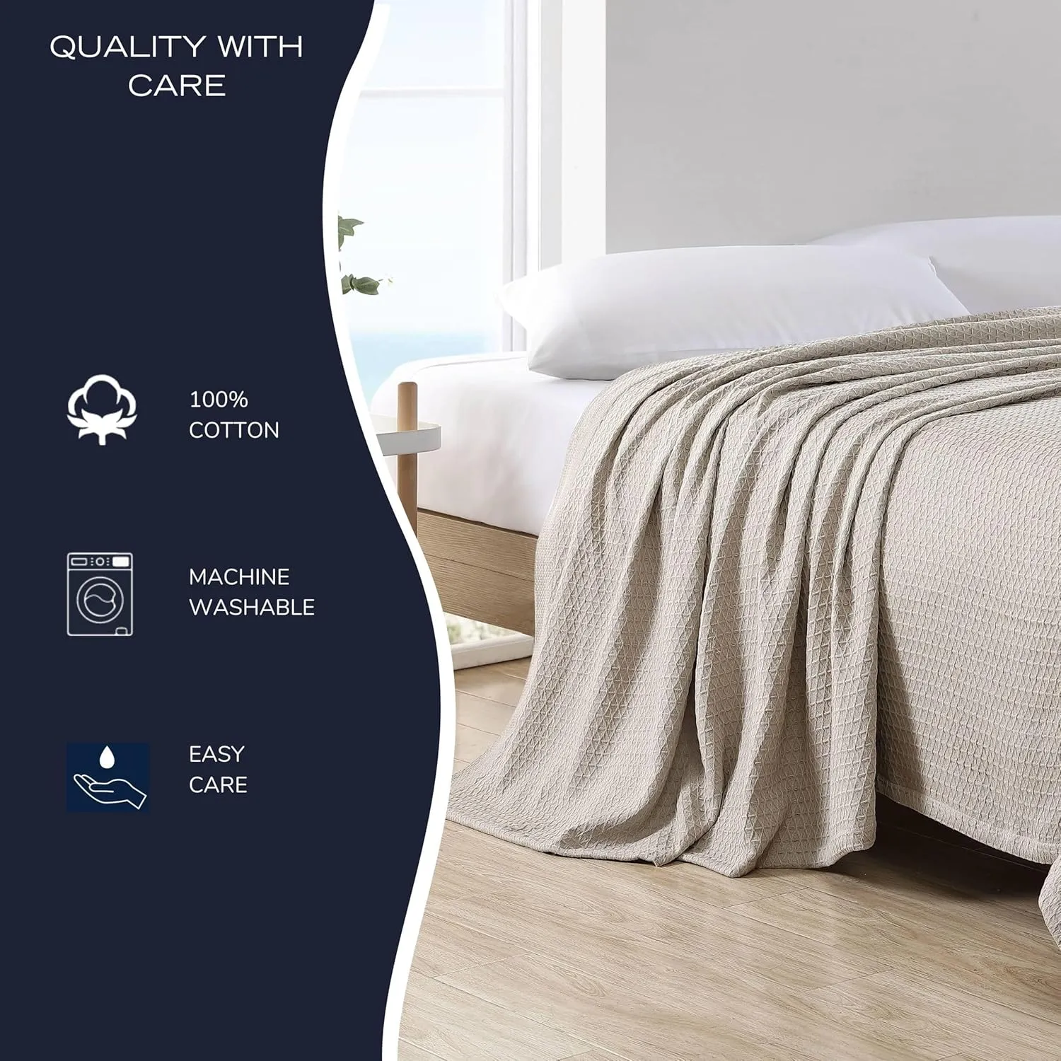 Nautica - Twin Blanket, Cotton Diamond Weave Bedding, Medium-Weight for All Seasons, Ideal Dorm Essentials, Oeko-Tex Certified (Baird Sage Green)