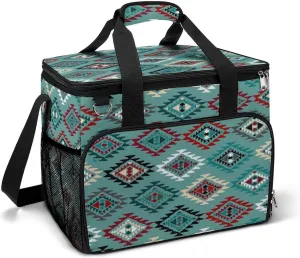 Navajo Native American Pattern Cooler Bag, Collapsible Soft Sided, Large Leakproof Camping Cooler, Portable Travel Cooler for Camping, Road Trips