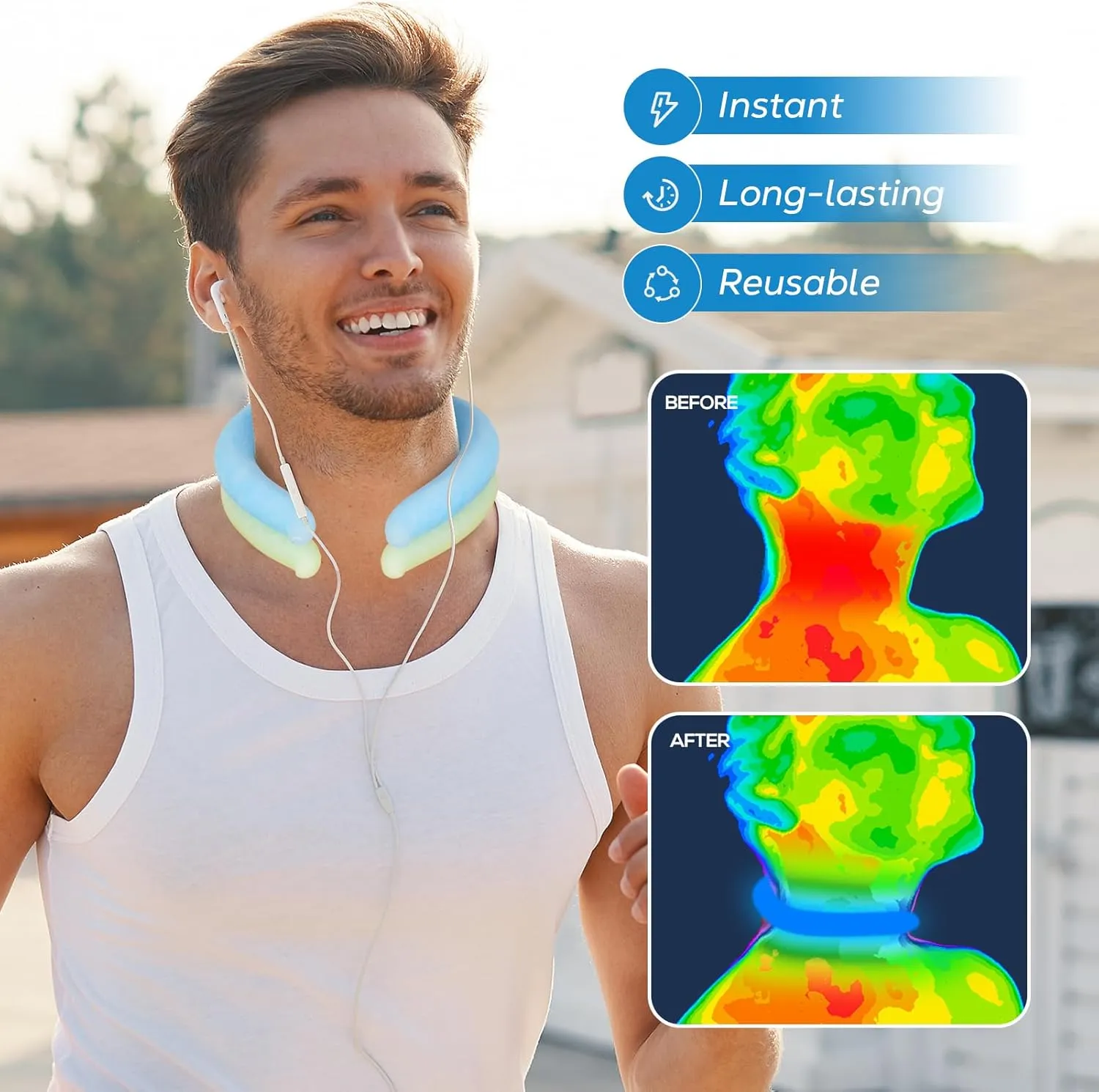 Neck Cooling Tube - Wearable Ice Ring Neck Cooler with Insulated Bag for Summer Heat, Reusable Cooling Neck Wraps for Hot Weather | Cooling Ring Around Neck for Outdoor Sports, Workers. 2packs