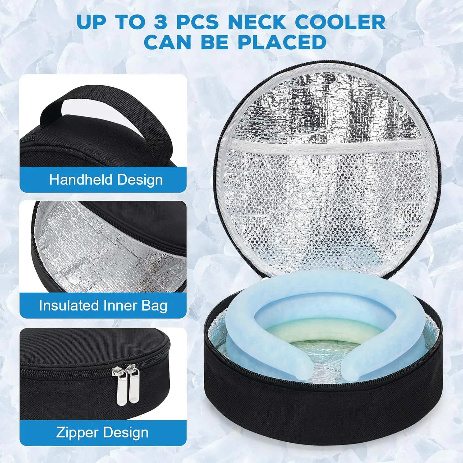 Neck Cooling Tube - Wearable Ice Ring Neck Cooler with Insulated Bag for Summer Heat, Reusable Cooling Neck Wraps for Hot Weather | Cooling Ring Around Neck for Outdoor Sports, Workers. 2packs