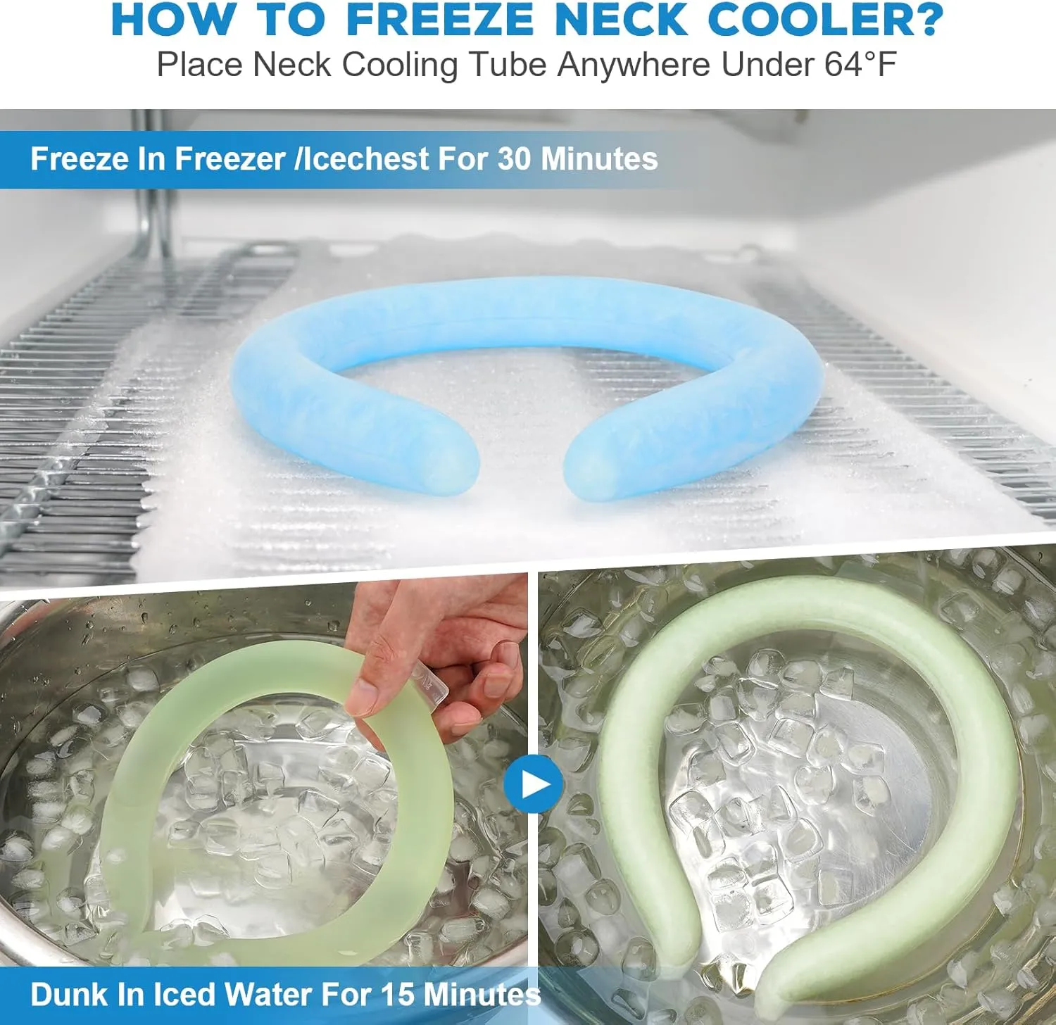 Neck Cooling Tube - Wearable Ice Ring Neck Cooler with Insulated Bag for Summer Heat, Reusable Cooling Neck Wraps for Hot Weather | Cooling Ring Around Neck for Outdoor Sports, Workers. 2packs