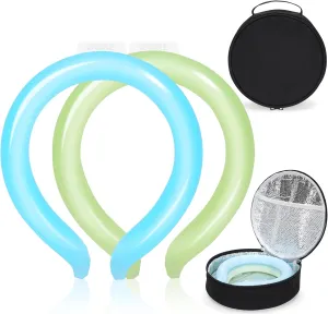 Neck Cooling Tube - Wearable Ice Ring Neck Cooler with Insulated Bag for Summer Heat, Reusable Cooling Neck Wraps for Hot Weather | Cooling Ring Around Neck for Outdoor Sports, Workers. 2packs
