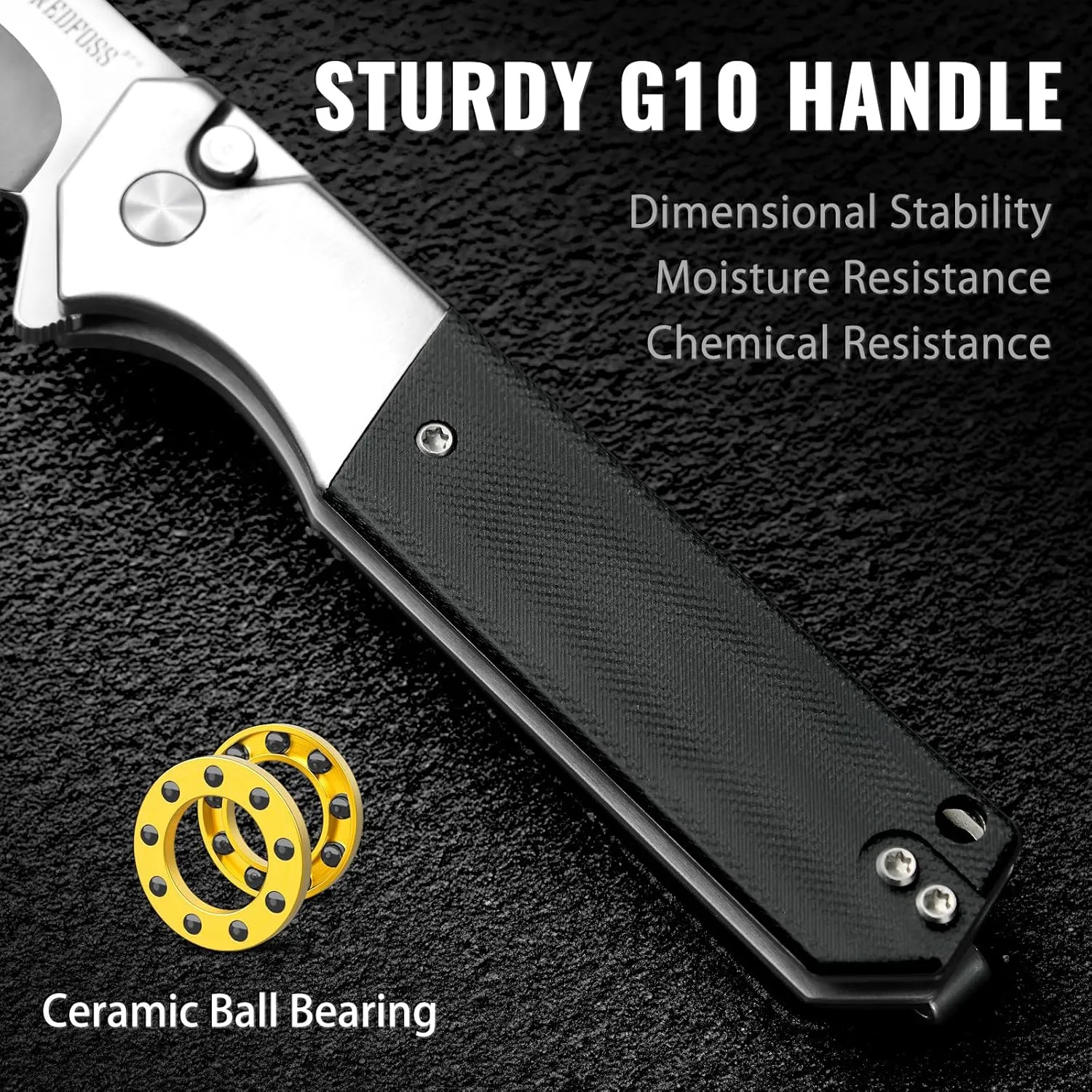 NedFoss BEAST Pocket Knife, 3.48" 14C28N Steel Blade Button Lock EDC Knife, Lightweight G10 Handle, Reversible Deep Pocket Clip, Tactical Knife for Men Women