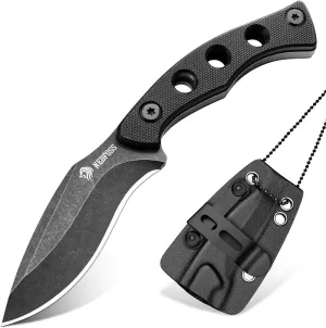 NedFoss Squirrel Small EDC Fixed Blade Knife, 2.7" Full Tang Utility Box Cutter w/ G10 Handle and Kydex Sheath, Adjustable Belt Clip For Vertical and Horizontal Carry