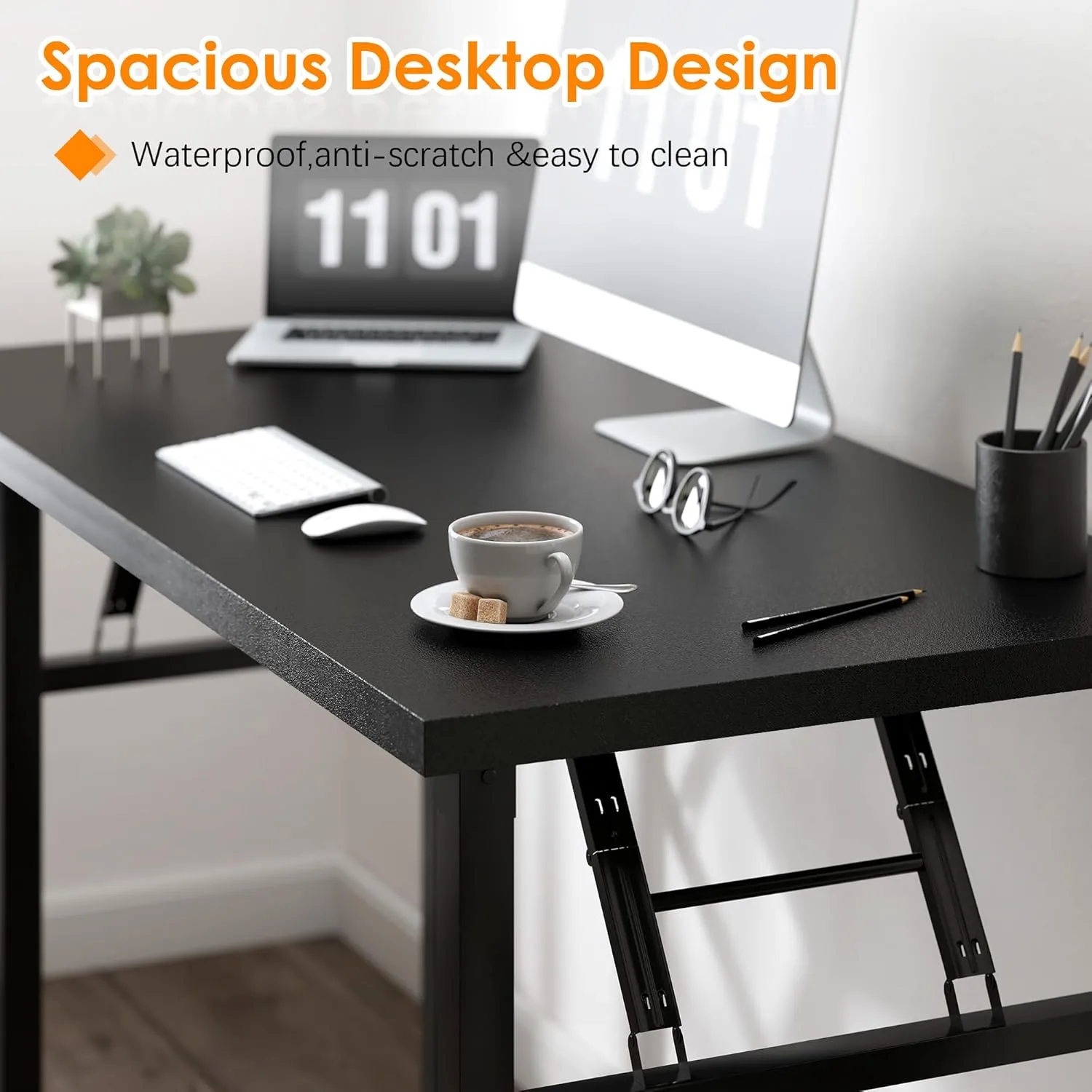 Need Small Computer Desk 31.5 inches Folding Table No Assembly Sturdy Small Writing Desk Folding Desk for Small Spaces, All Black AC5-8040-CB