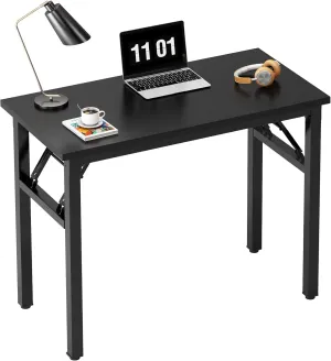 Need Small Computer Desk 31.5 inches Folding Table No Assembly Sturdy Small Writing Desk Folding Desk for Small Spaces, All Black AC5-8040-CB