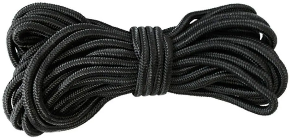 New Black Utility Nylon Rope 3/8" x 50' Ft. Tensile Strength Dock Line Ratchet Tie Down Strap Braid Diamond Down Solid Marine Lines