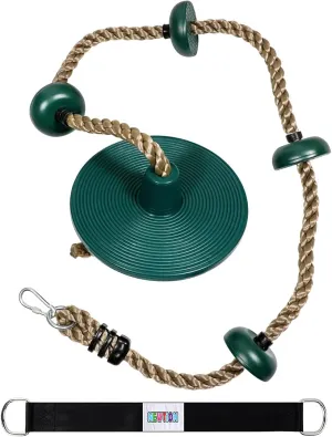Newtion Kids Tree Swing Climbing Rope with Foot Hold Platforms,Outdoor&Indoor Swings and Accessories - Rope Swing,Green With swing clasp fittings