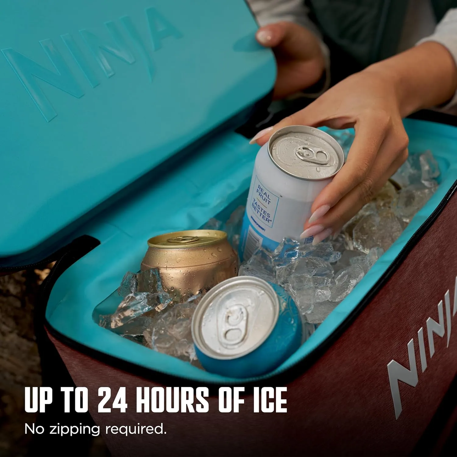 Ninja | Backpack Cooler | FrostVault Go Can Soft Cooler | Leakproof Zipper with Built in Can Opener, 2 Ice Packs & Dry Storage Drawer | for Hiking, Camping & More | 24/36 Can
