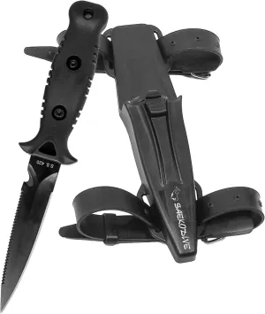 Noir Dive Knife - Scuba Diving Knife with Holster, Dive Knife with Sheath and Leg Strap