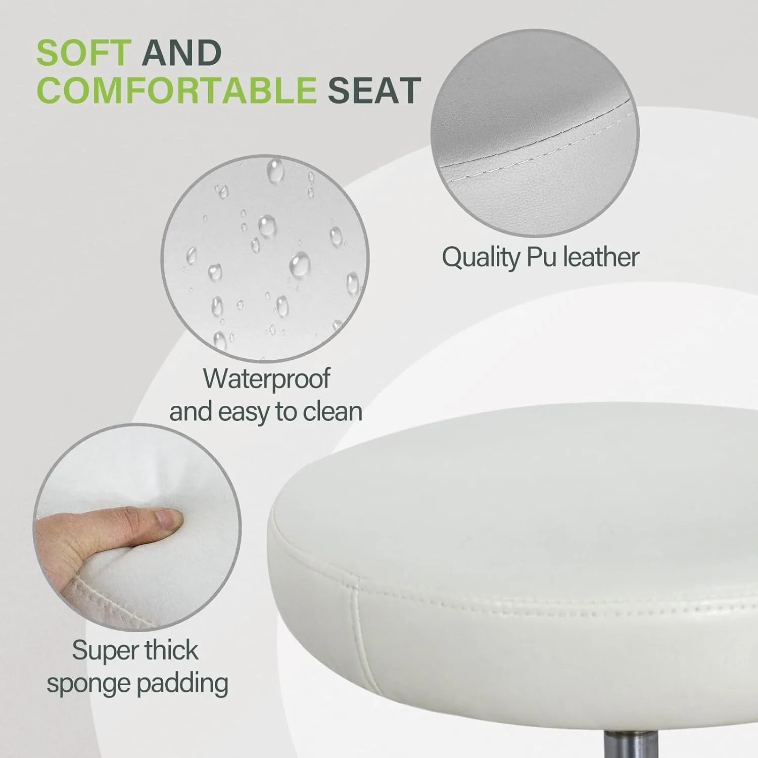 Nova Microdermabrasion Adjustable Hydraulic Rolling Swivel Salon Stool Chair Tattoo Massage Facial Spa Stool Chair Black (White)