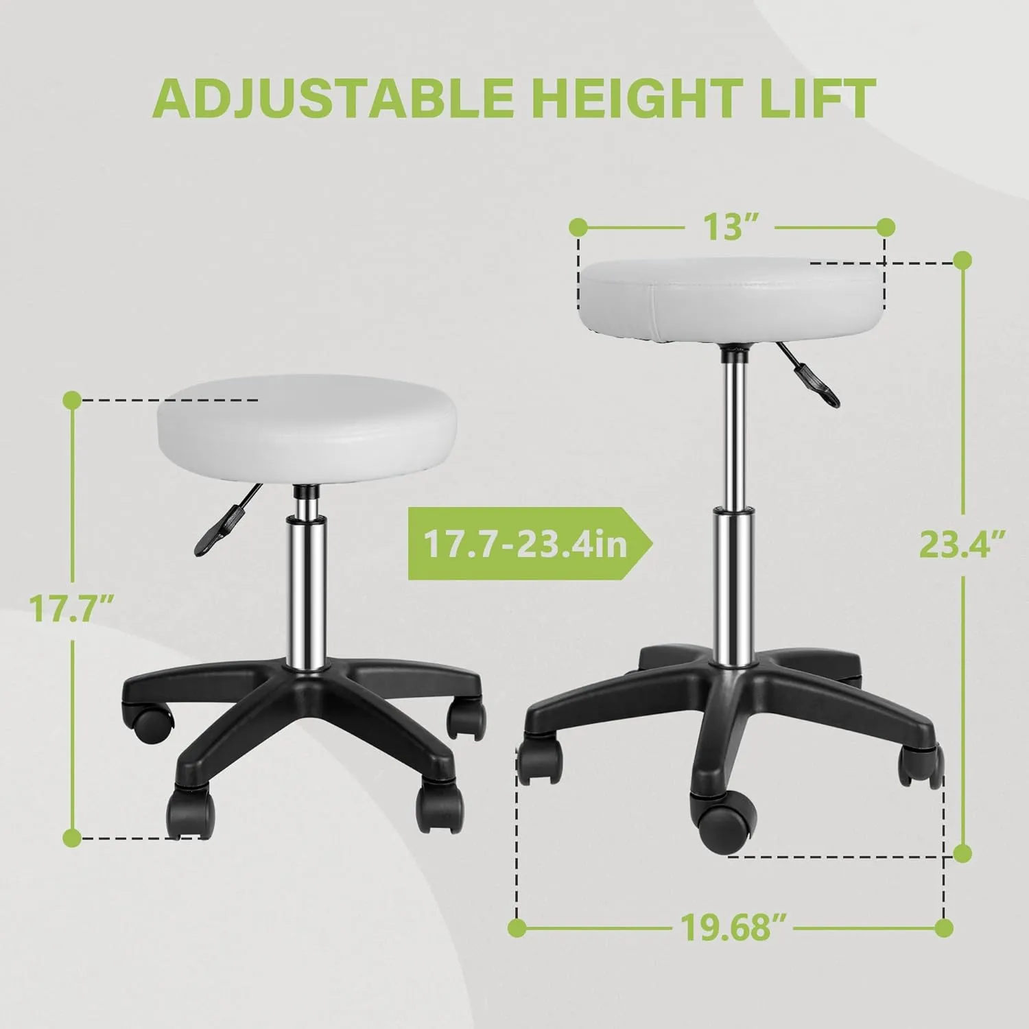 Nova Microdermabrasion Adjustable Hydraulic Rolling Swivel Salon Stool Chair Tattoo Massage Facial Spa Stool Chair Black (White)