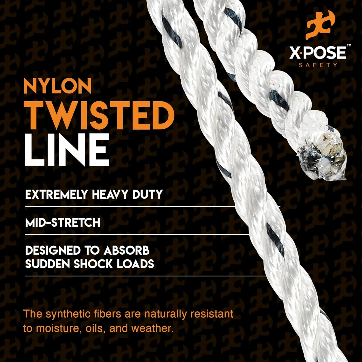 Nylon Poly Rope - Polyester & Nylon - Up to 10x Stronger Compared Natural Fiber or Polypropylene Rope - 3 Strand Braided - Low Stretch Indoor/Outdoor Cord Line (White - Pack of 1, 3/8" 50 Ft)
