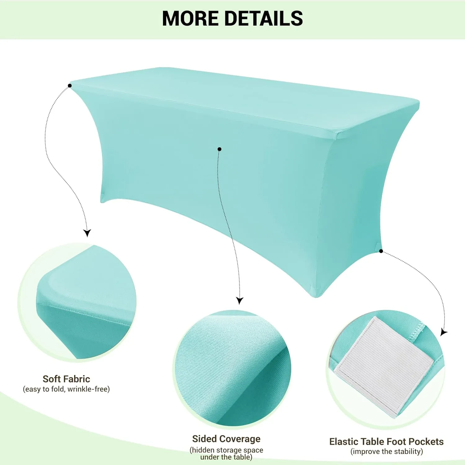 Obstal 6 Pack Stretch Spandex Table Covers for 6 Foot Tables - 6 FT Universal Rectangular Fitted Tablecloth Protector for Wedding, Banquet, Party, 72 Length x 30 Width x 30 Height Inches, Blue
