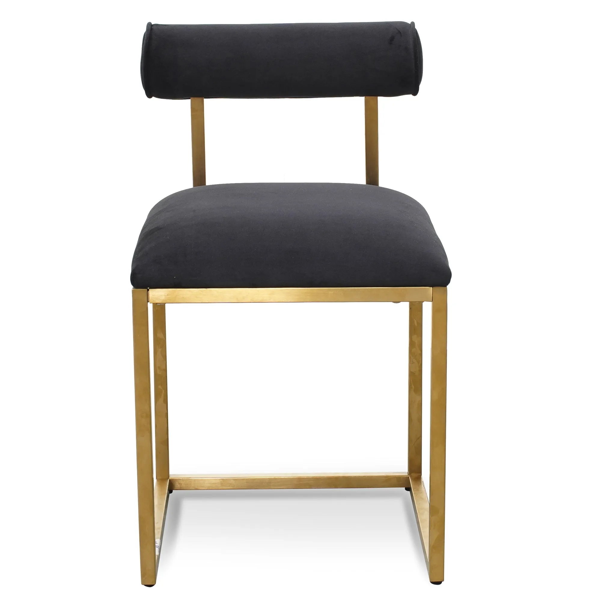 Occasional Chair In Black Velvet - Brushed Gold Base