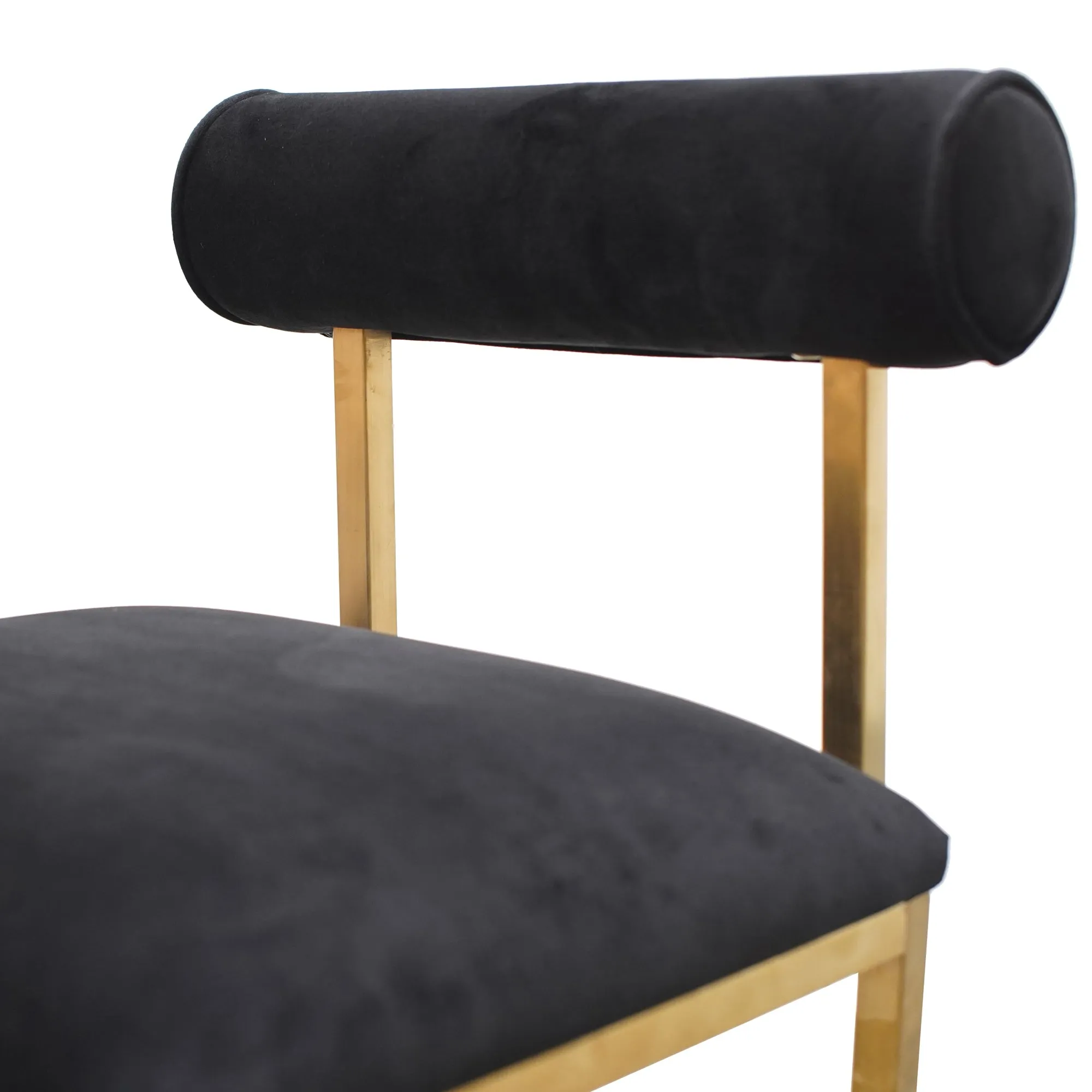 Occasional Chair In Black Velvet - Brushed Gold Base