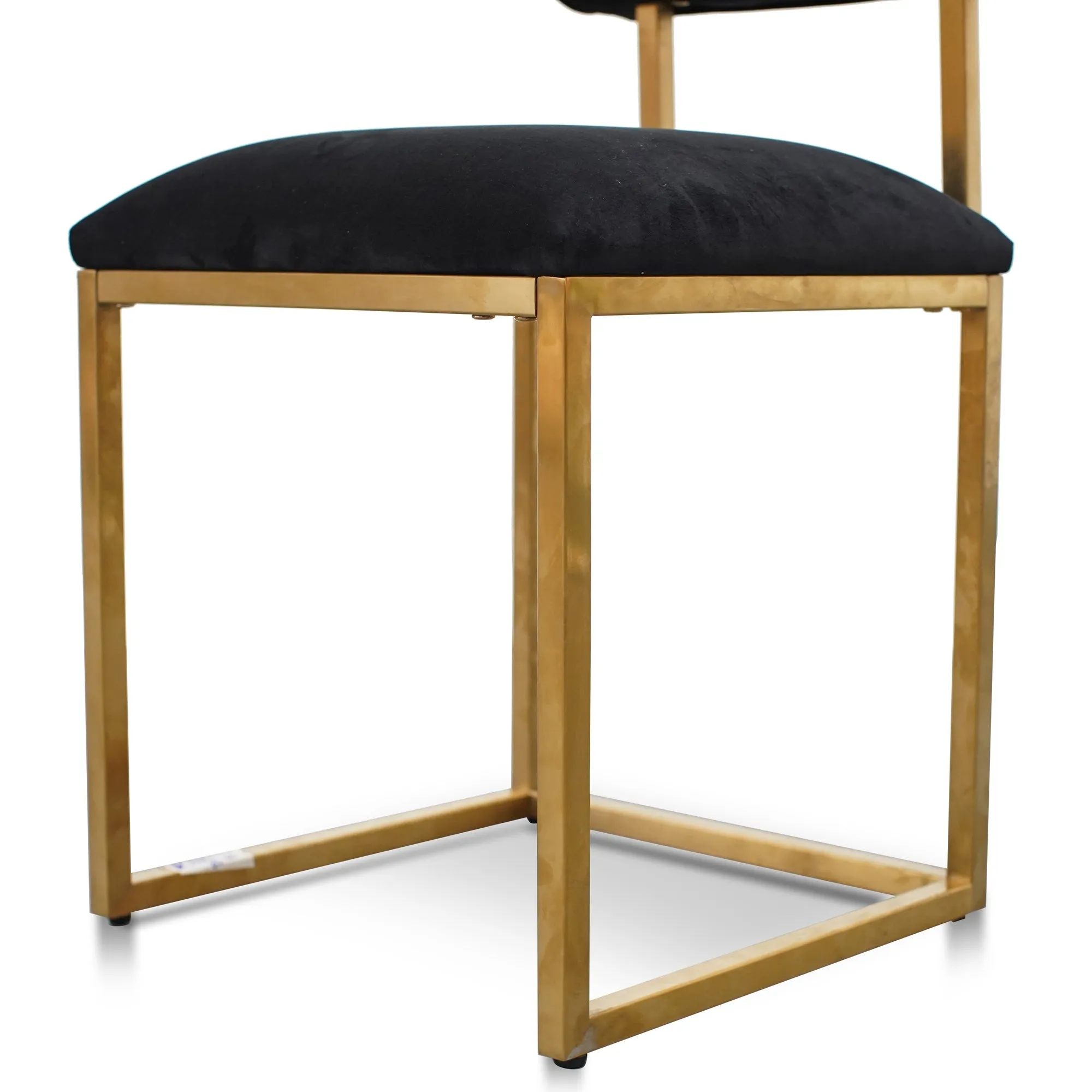 Occasional Chair In Black Velvet - Brushed Gold Base