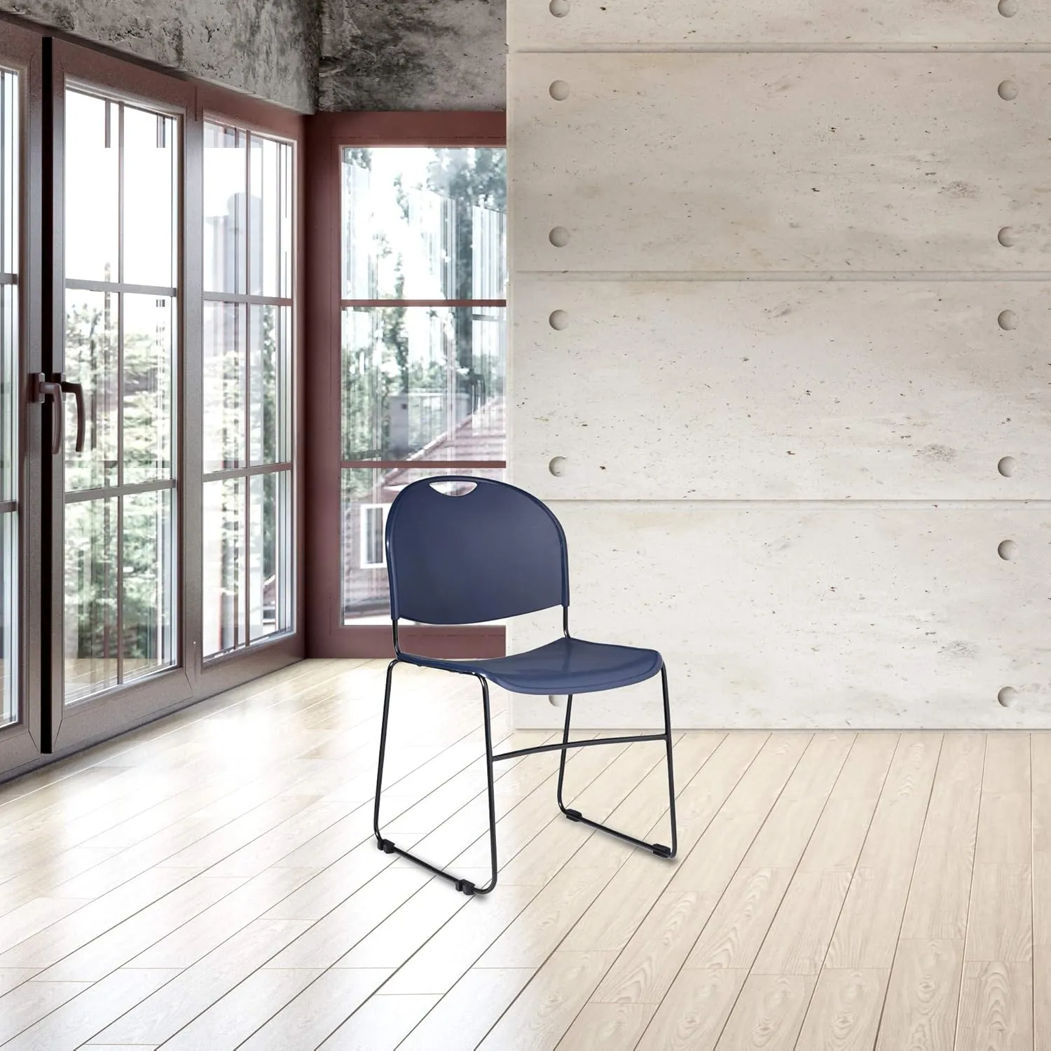 OEF Furnishings Plastic Stack Chair, Blue