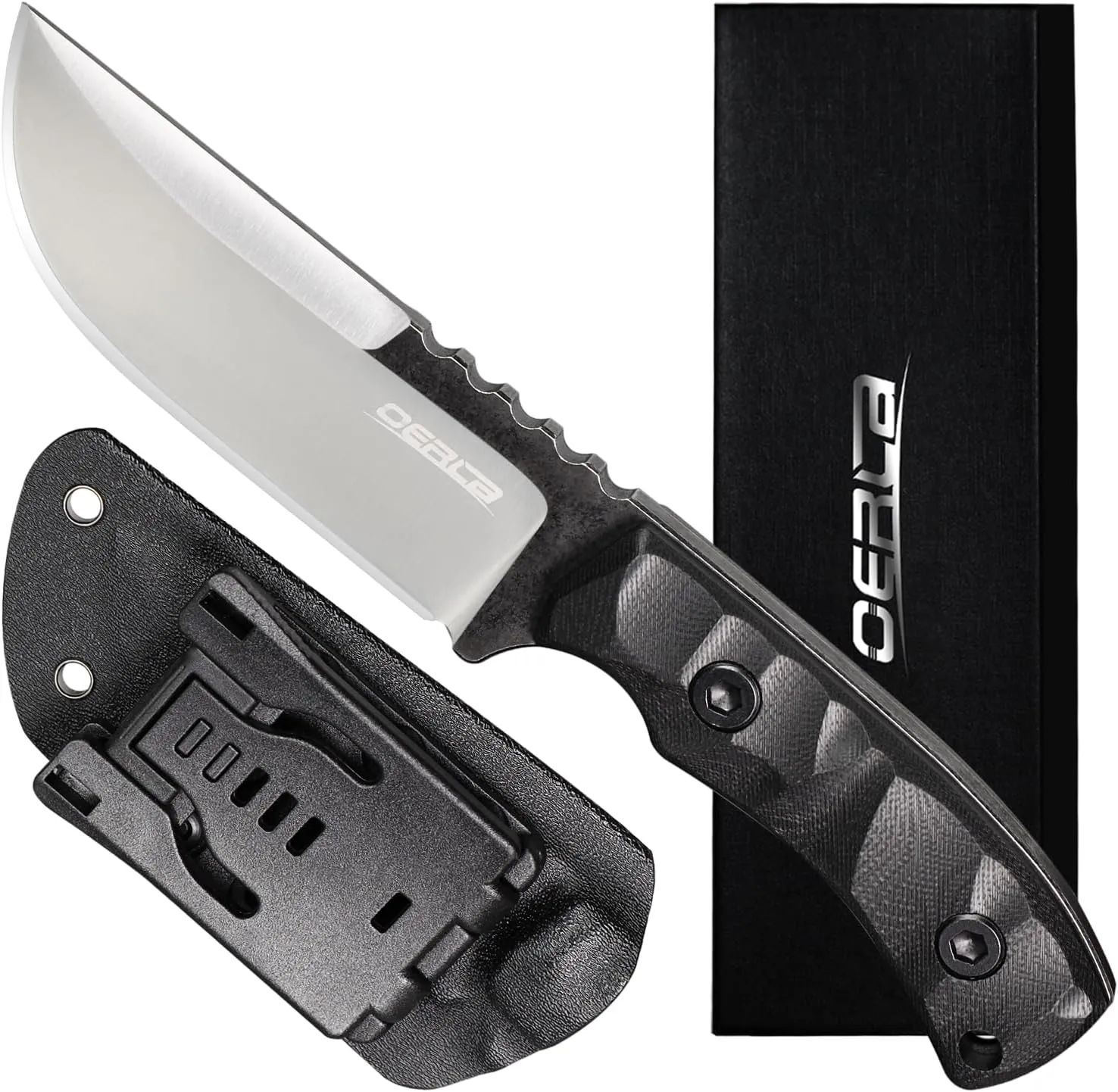 OERLA TAC TF-0017 Thunder Flash Fixed Blade Outdoor Duty Straight Knife - 420HC Stainless Steel Field Knife with G10 Handle, Waist Clip, EDC Kydex Sheath