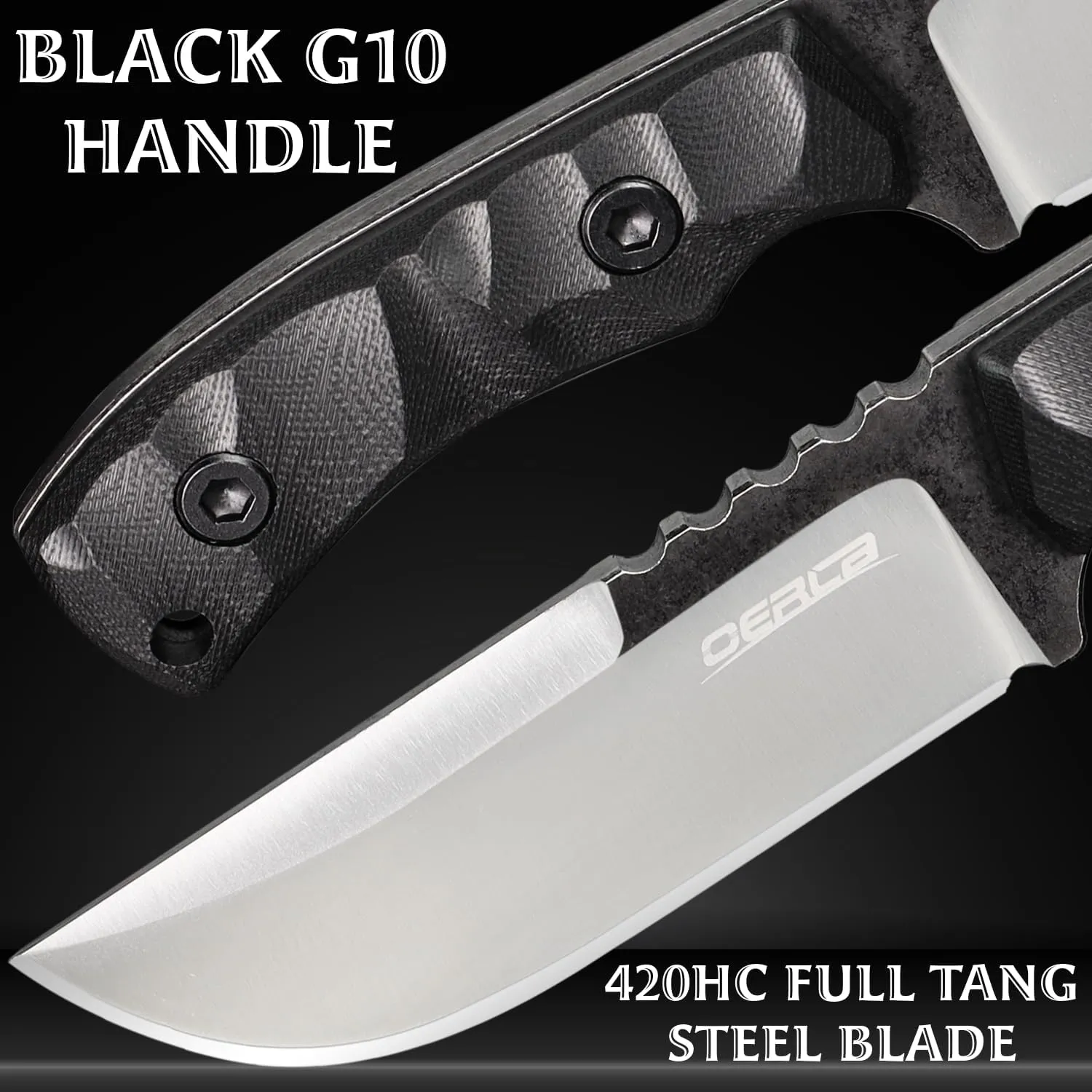 OERLA TAC TF-0017 Thunder Flash Fixed Blade Outdoor Duty Straight Knife - 420HC Stainless Steel Field Knife with G10 Handle, Waist Clip, EDC Kydex Sheath