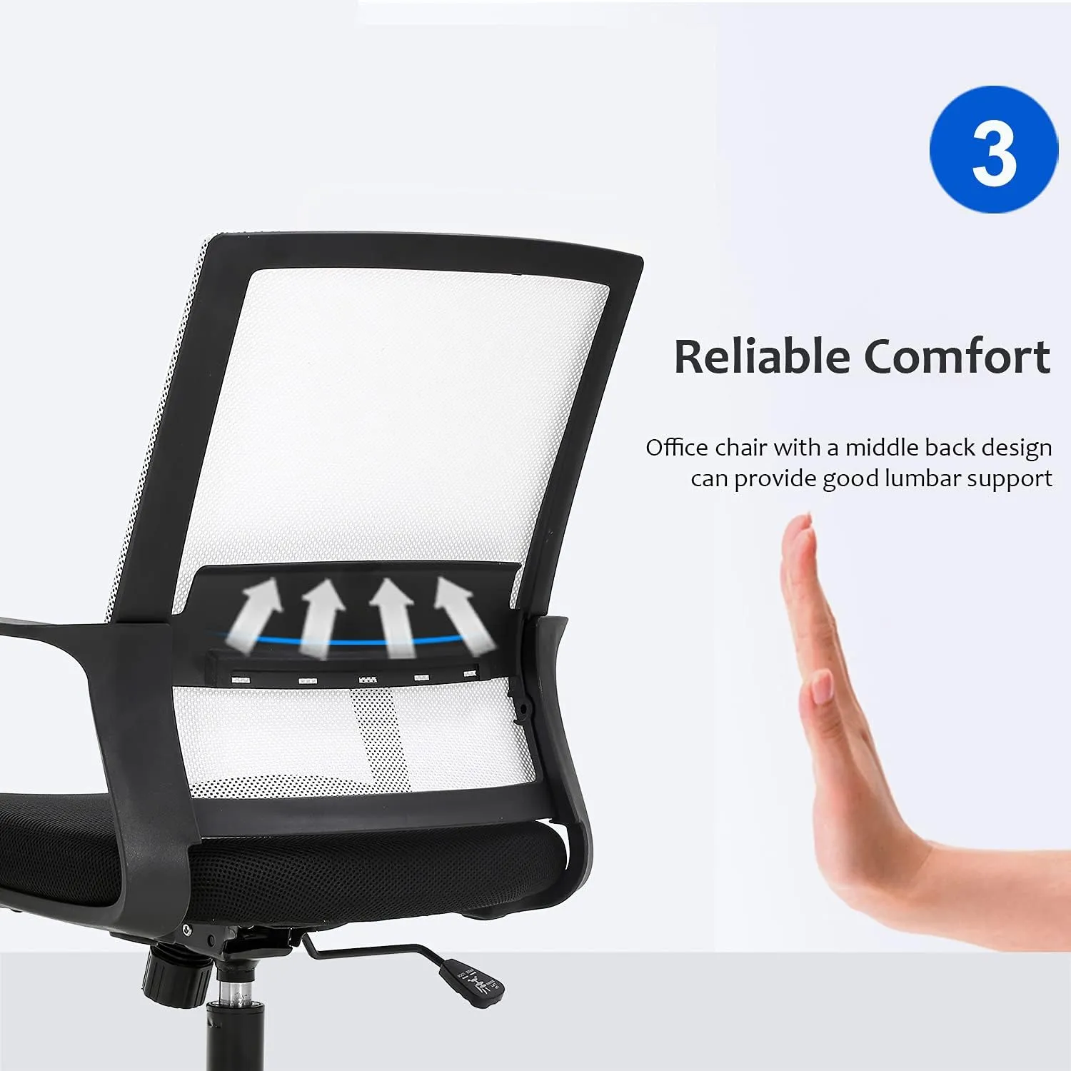 Office Chair Ergonomic Desk Task Chair Mesh Computer Chair Mid-Back Mesh Home Office Swivel Chair Modern Executive Chair with Wheels Armrests Lumbar Support(White)