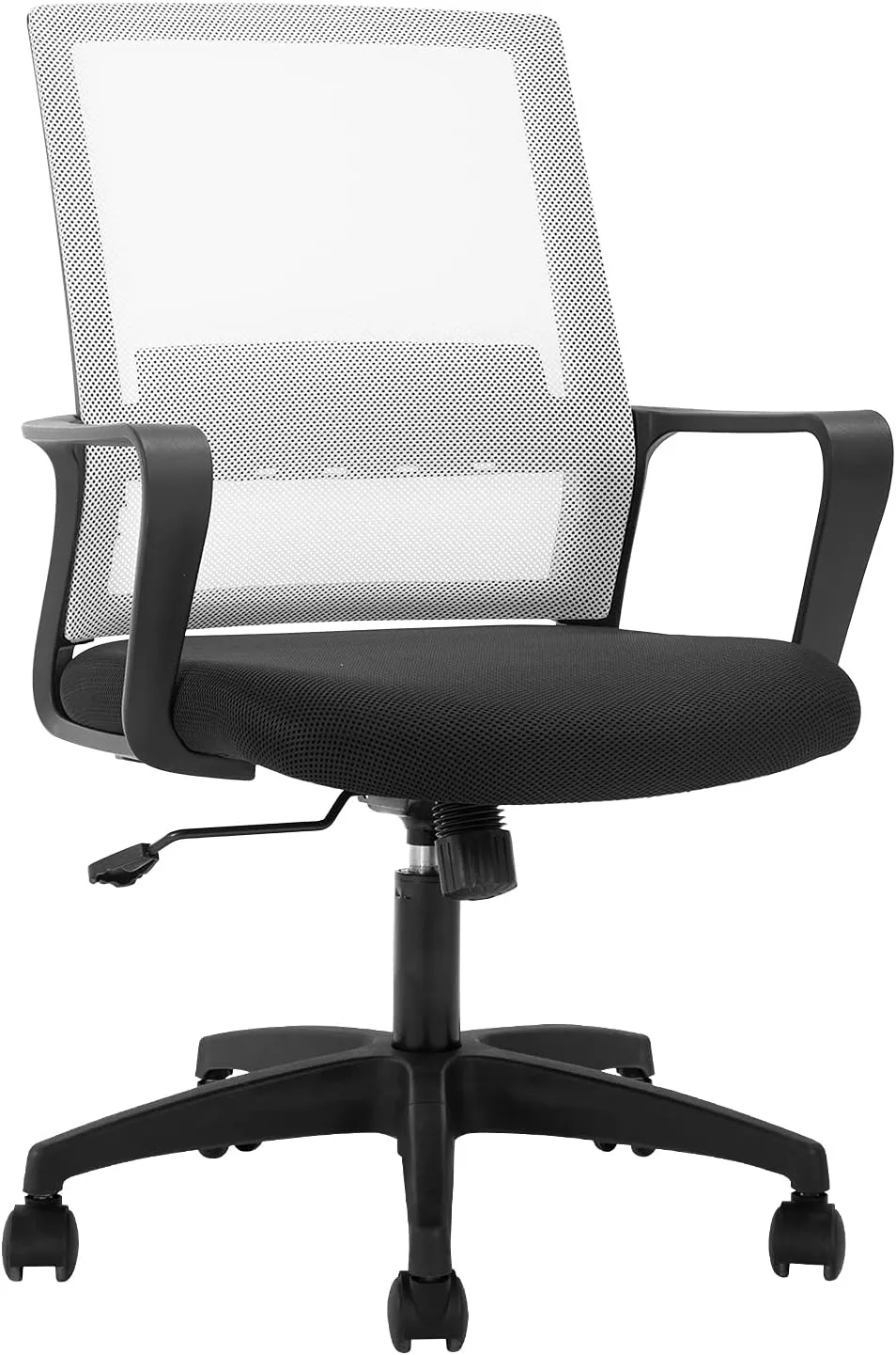 Office Chair Ergonomic Desk Task Chair Mesh Computer Chair Mid-Back Mesh Home Office Swivel Chair Modern Executive Chair with Wheels Armrests Lumbar Support(White)