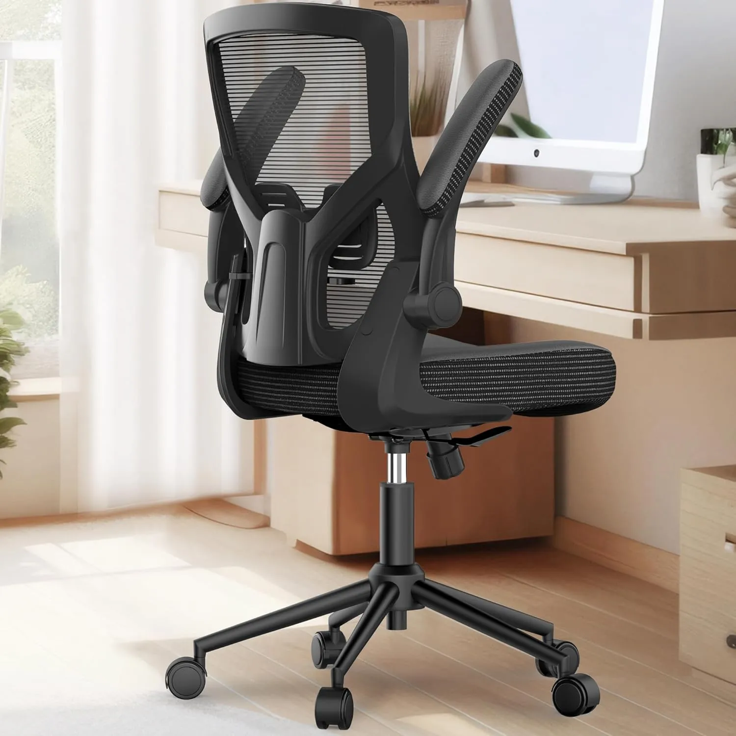 Office Chair, High Back Desk Chair Adjustable Height and Ergonomic Design Home Office Computer Chair Executive Lumbar Support Padded Flip-up Armrest Swivel Task Chair