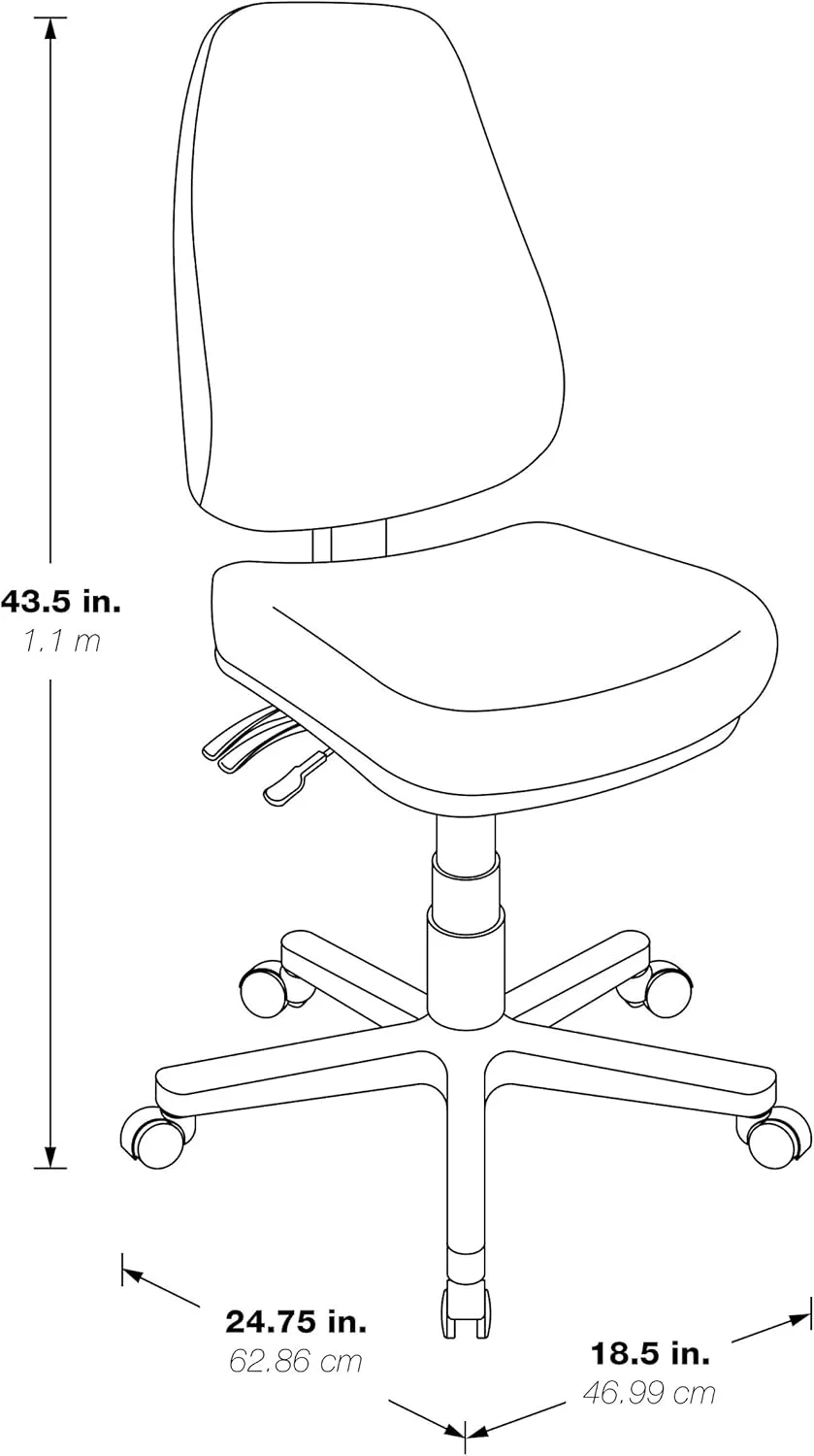 Office Star Ergonomic Dual Function Office Task Chair with Adjustable Padded Back and Built-in Lumbar Support, Armless, Dillon Black Fabric