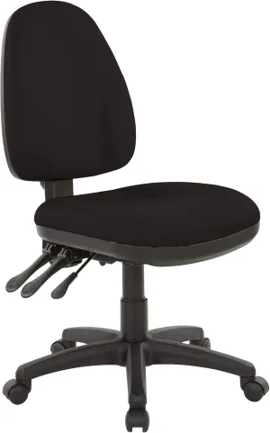Office Star Ergonomic Dual Function Office Task Chair with Adjustable Padded Back and Built-in Lumbar Support, Armless, Dillon Black Fabric