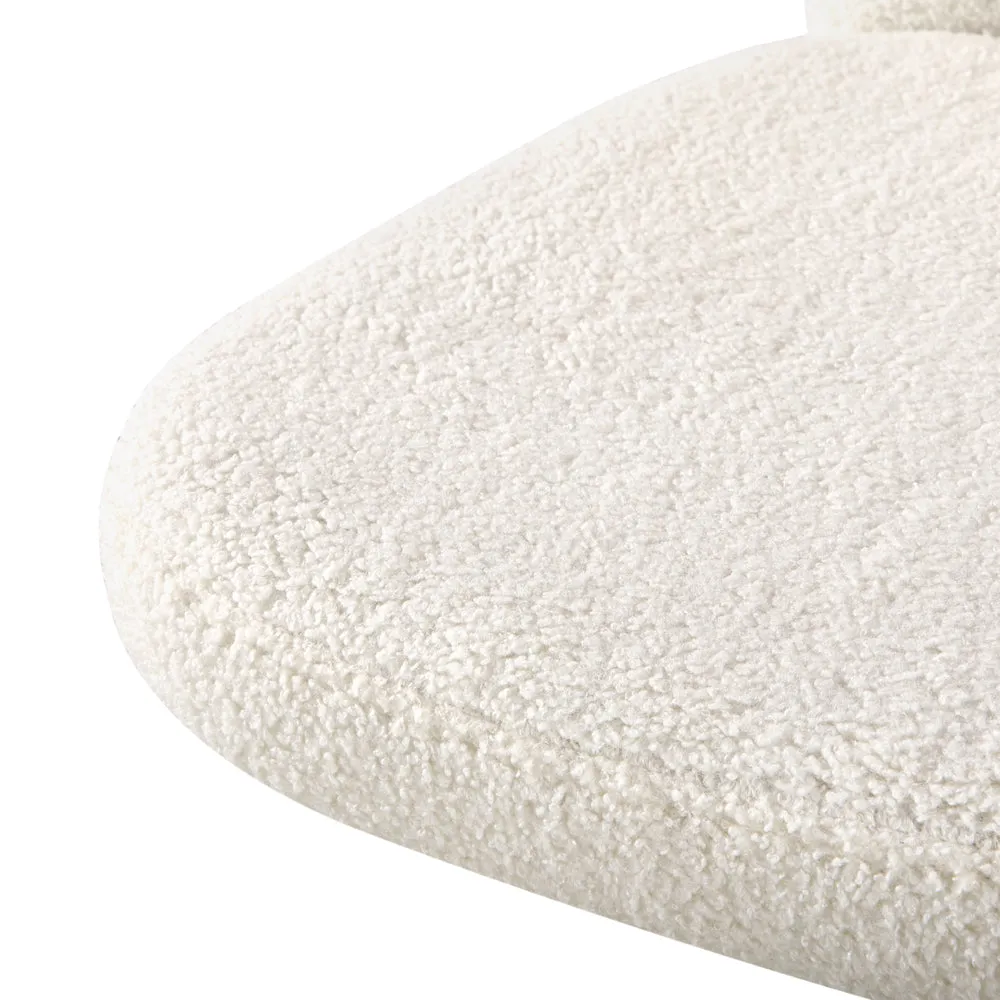 Oikiture Armless Home Office Chair Boucle White&Gold