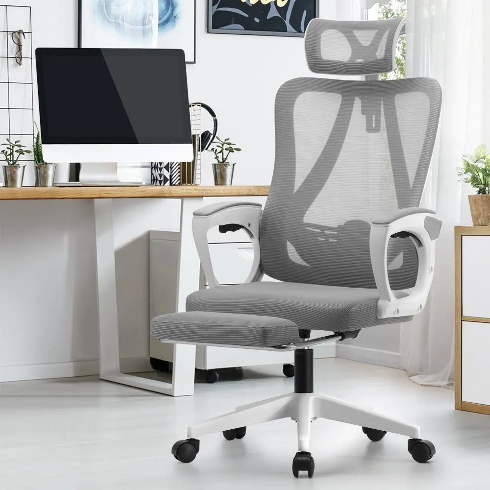 Oikiture Mesh Office Chair Adjustable Lumbar Support White