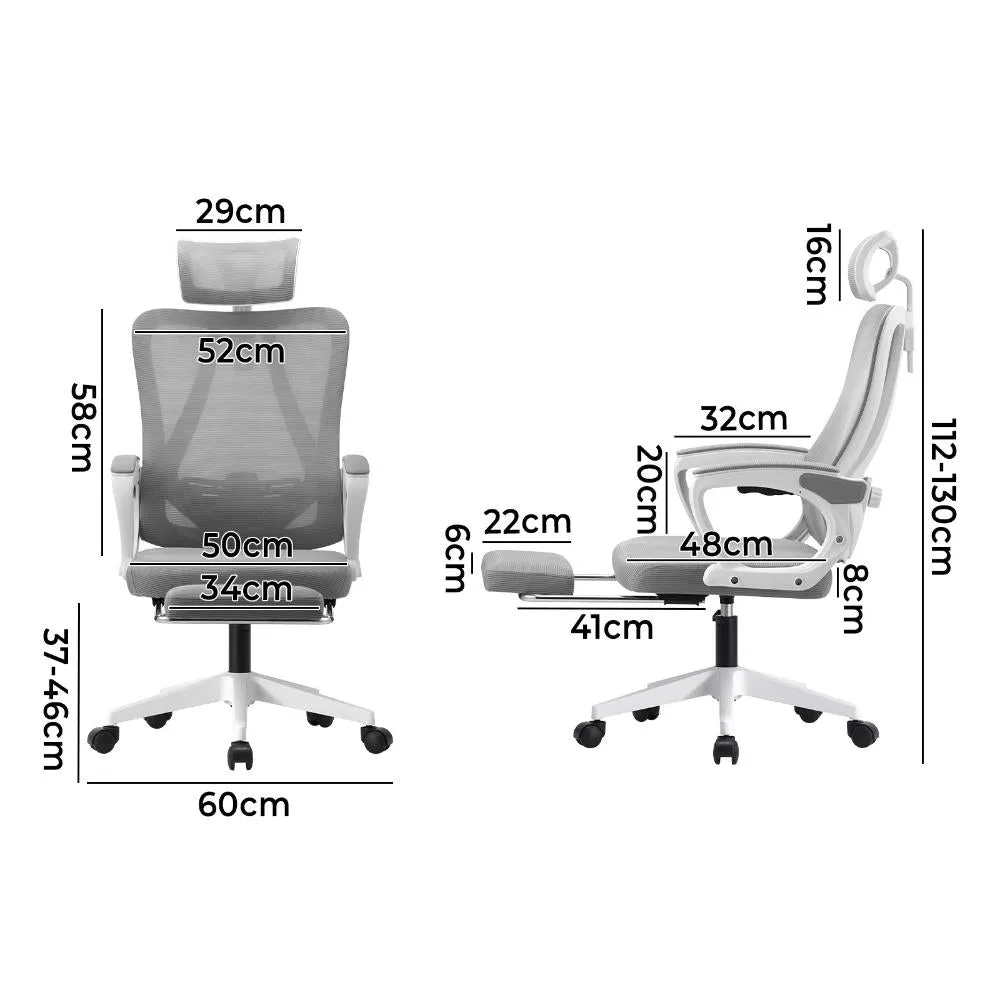 Oikiture Mesh Office Chair Adjustable Lumbar Support White