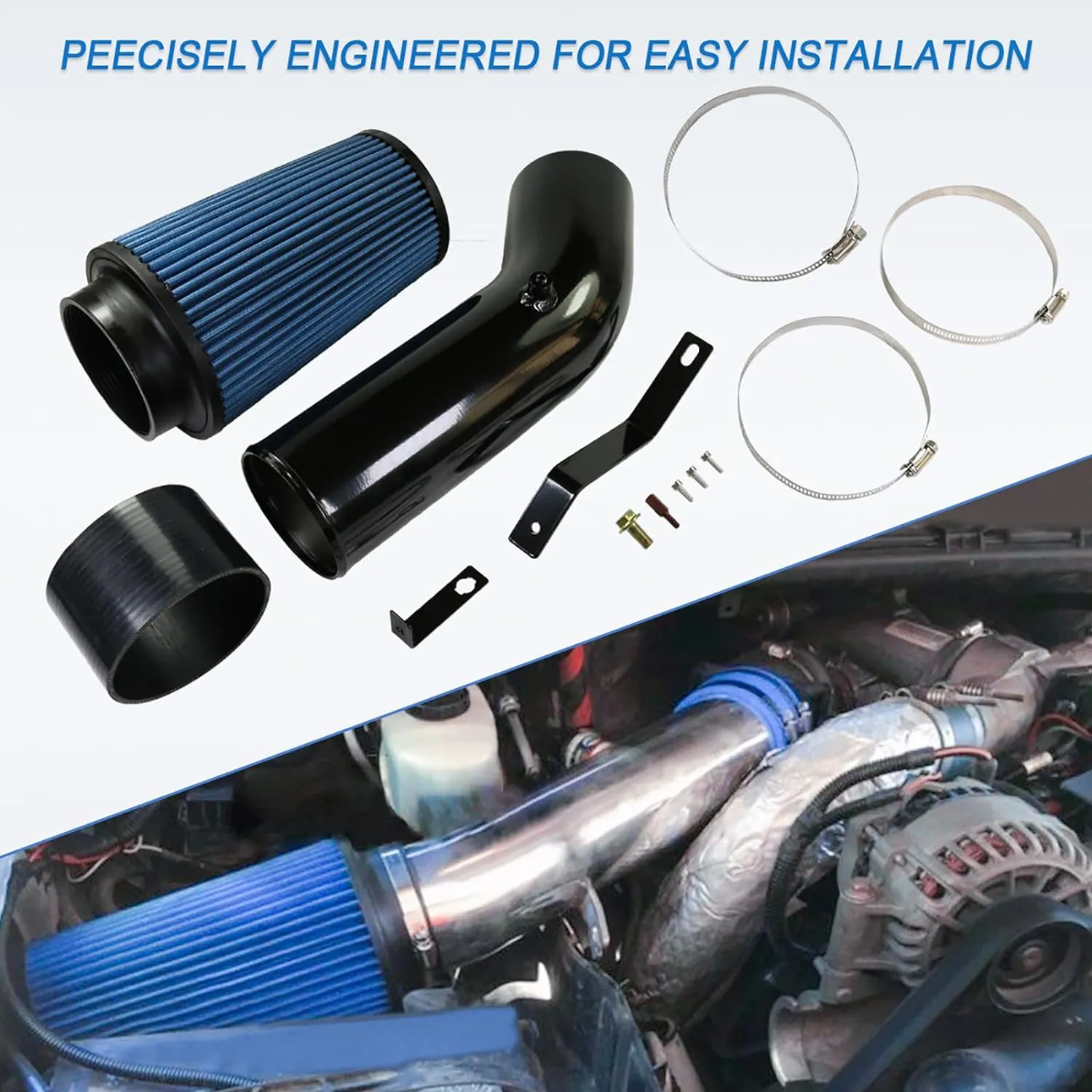 Oiled Cold Air Intake 7.3 Diesel Kit Air Intake Pipe With Oiled Filter Replacement For Ford F250 F350 F450 Super Duty 7.3L Powerstroke Diesel 1999.5-2000 2001 2002 2003