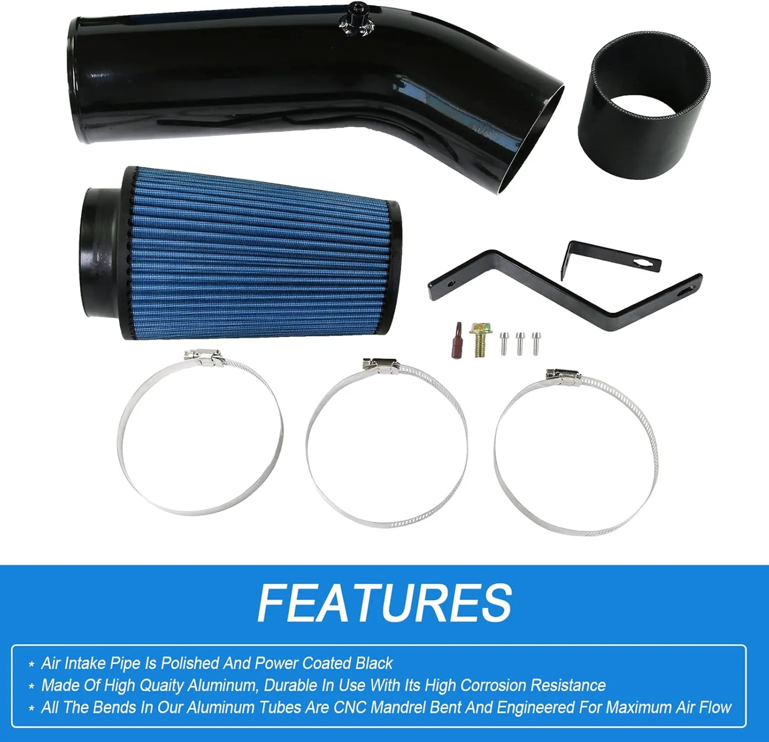 Oiled Cold Air Intake 7.3 Diesel Kit Air Intake Pipe With Oiled Filter Replacement For Ford F250 F350 F450 Super Duty 7.3L Powerstroke Diesel 1999.5-2000 2001 2002 2003