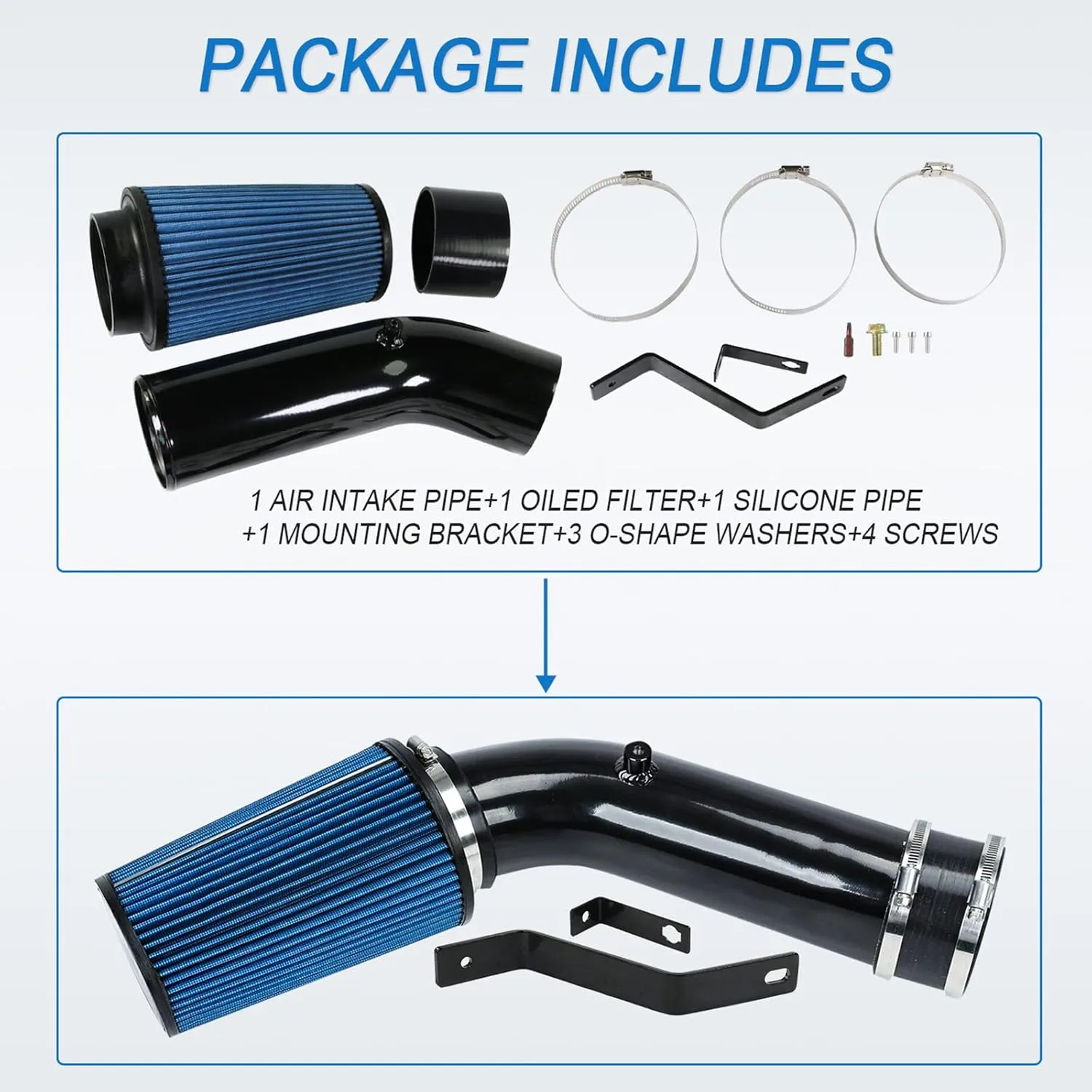 Oiled Cold Air Intake 7.3 Diesel Kit Air Intake Pipe With Oiled Filter Replacement For Ford F250 F350 F450 Super Duty 7.3L Powerstroke Diesel 1999.5-2000 2001 2002 2003