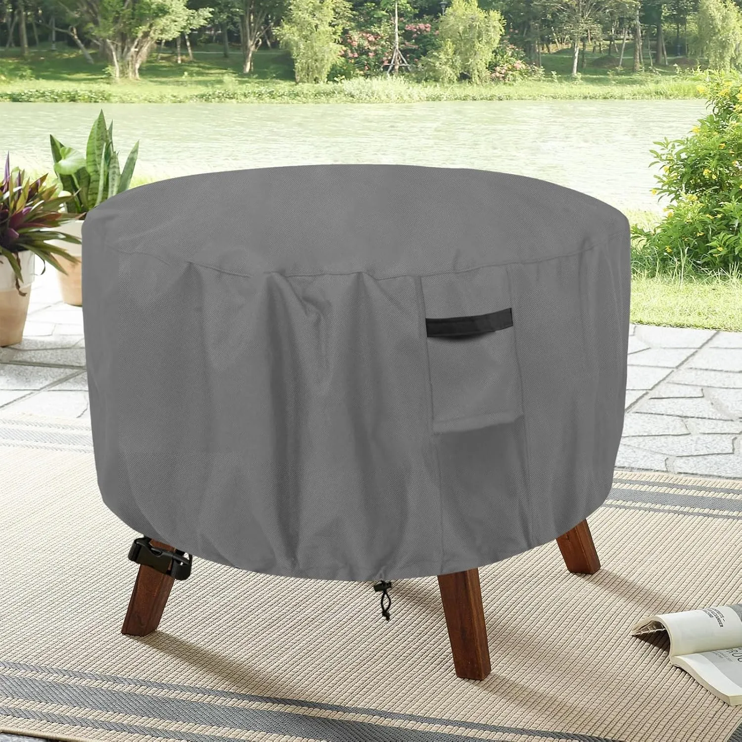 okcool Round Patio Table Cover, 100% Waterproof Round Outdoor Furniture Covers, UV Resistant 600D Tough Canvas (50" Dia x 23" H),Grey