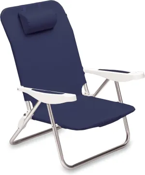 ONIVA - a Picnic Time brand Monaco Reclining Backpack Beach Chair, Outdoor Folding Lounge Chair, Lightweight Low Chair, (Navy Blue)