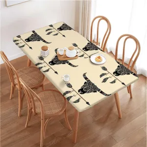OOzie Multicolor Elastic Tablecloth Vintage Tribal Arrows Pattern Style Art Elastic Edged Table Cover for Farm Kitchen Dining Picnic Coffee Patio Decor,for 4 Foot Tables Arrows