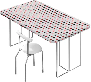 OOzie Red Black Rectangle Elastic Fitted Tablecloth Poker Cards Holidays Getaways Tourist Dining Room Table- Machine Washable Table Cover Protector Casino Fits up 4 Foot Tables