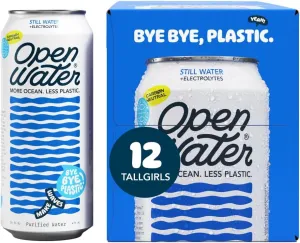 Open Water Still 16oz Tallgirl (1 case, 12 cans) - Sustainable Aluminum Canned Still Water With Electrolytes - 7.0 pH Balanced BPA-Free Ultra-Purified Water