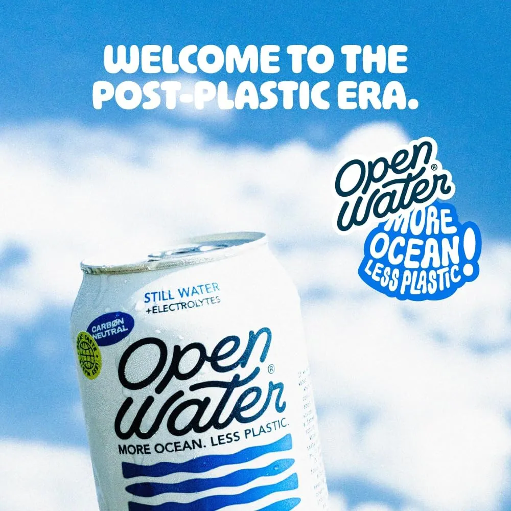Open Water Still 16oz Tallgirl (1 case, 12 cans) - Sustainable Aluminum Canned Still Water With Electrolytes - 7.0 pH Balanced BPA-Free Ultra-Purified Water