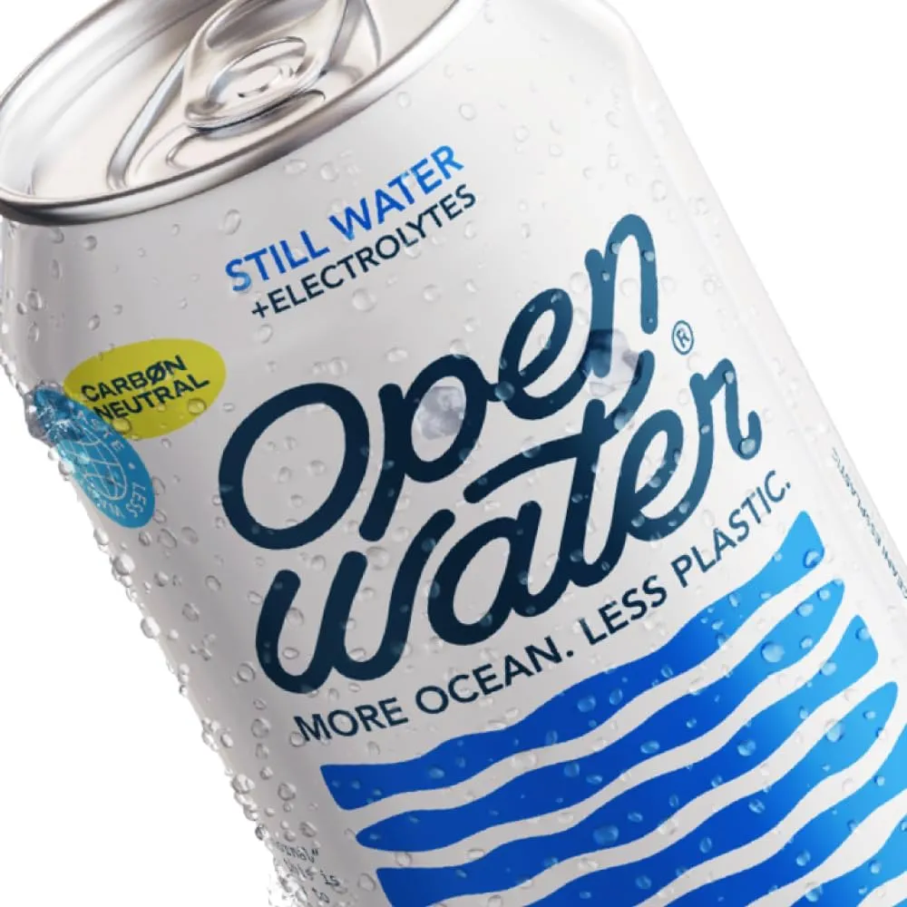 Open Water Still 16oz Tallgirl (1 case, 12 cans) - Sustainable Aluminum Canned Still Water With Electrolytes - 7.0 pH Balanced BPA-Free Ultra-Purified Water