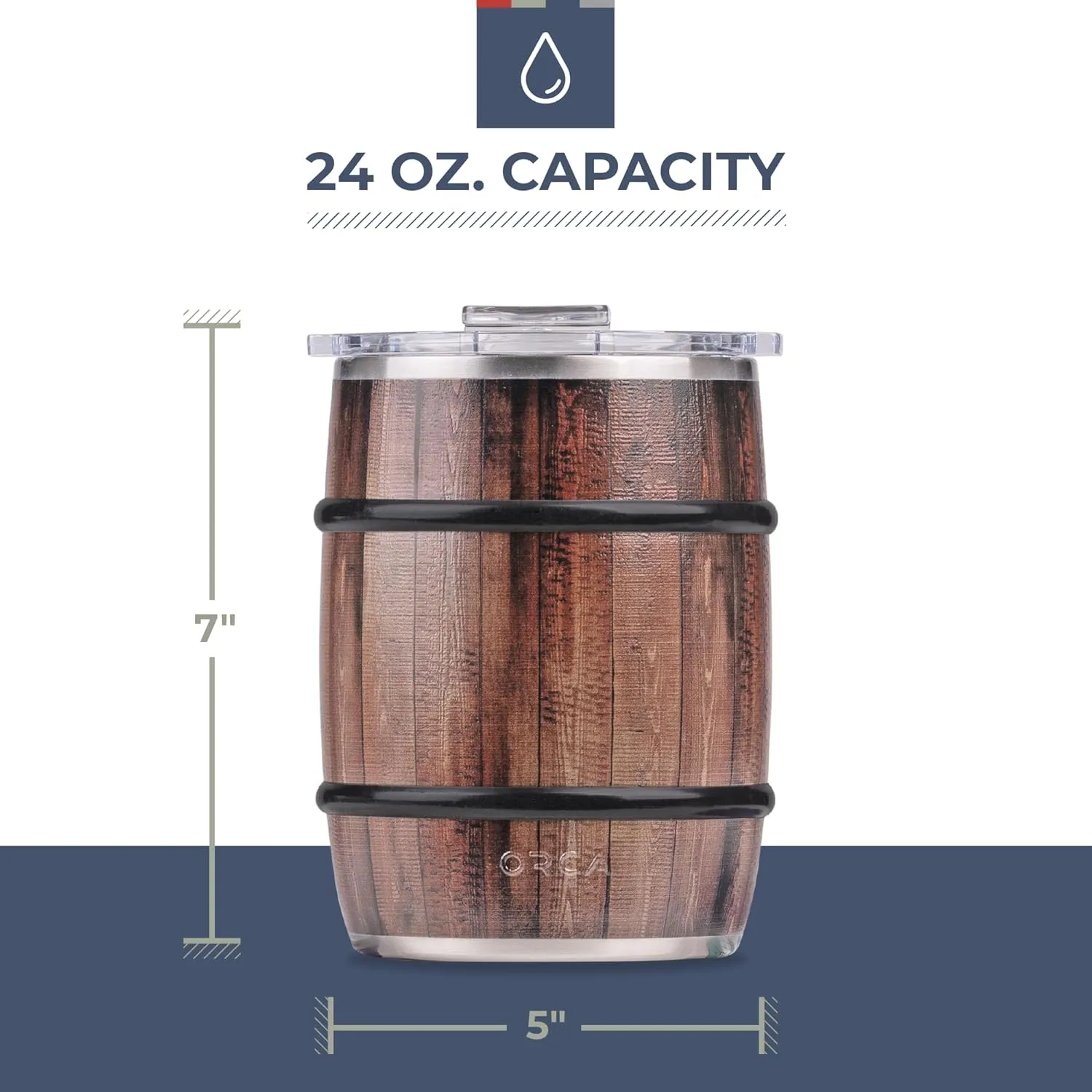 ORCA Double Barrel 24oz | Temperature Insulated, Stainless Steel Tumbler with a Classy Wood Grain Print, for Whiskey, Beer, Coffee or Whatever You're Having — Hey Y'all