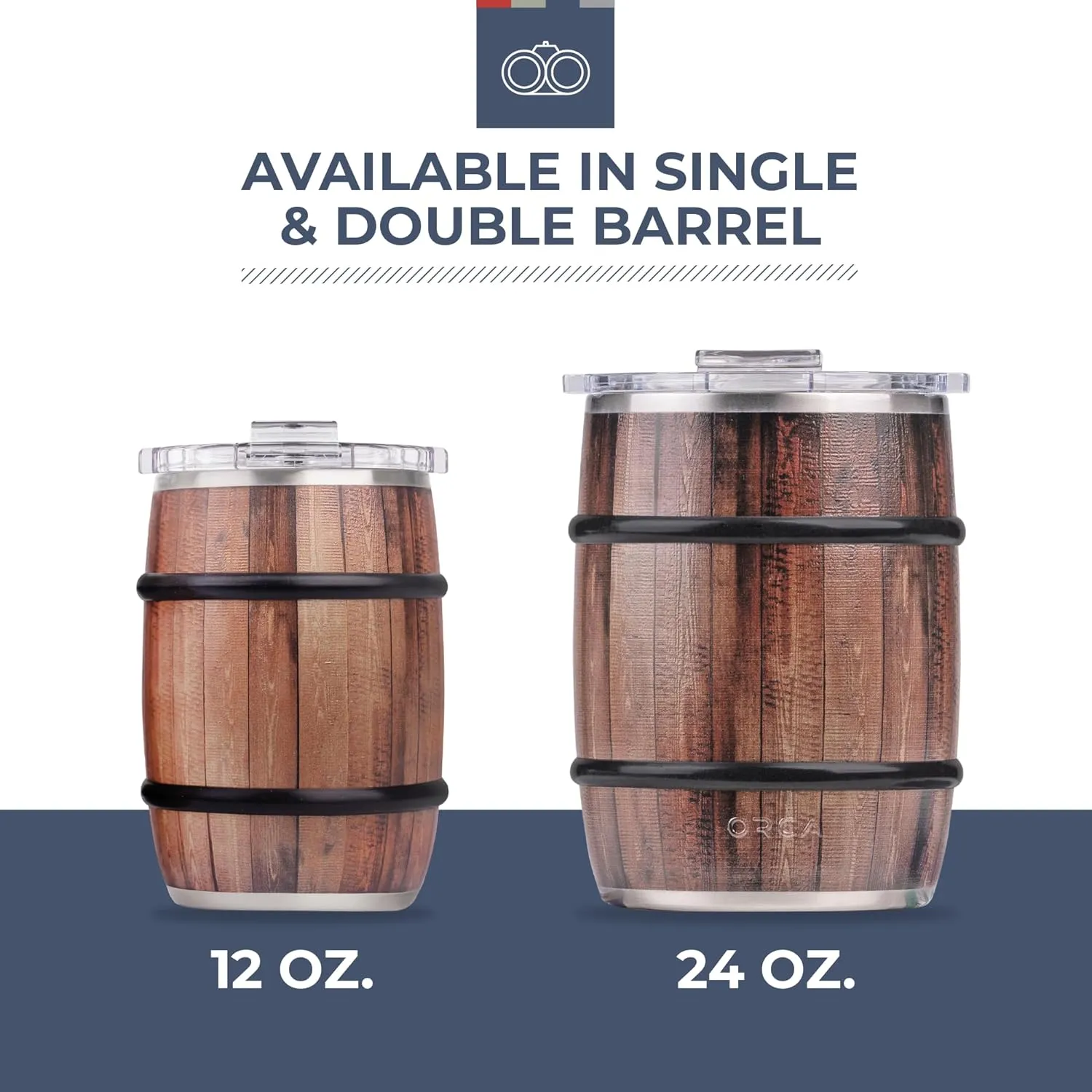 ORCA Double Barrel 24oz | Temperature Insulated, Stainless Steel Tumbler with a Classy Wood Grain Print, for Whiskey, Beer, Coffee or Whatever You're Having — Hey Y'all
